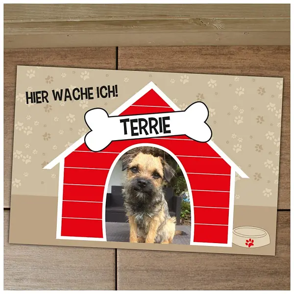 FUSSMATTE HUNDEHÜTTE MIT NAME UND FOTO VON IHREM TREUEN FREUND